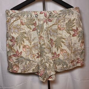 Cynthia Rowley Leaf Print Women's Linen Shorts